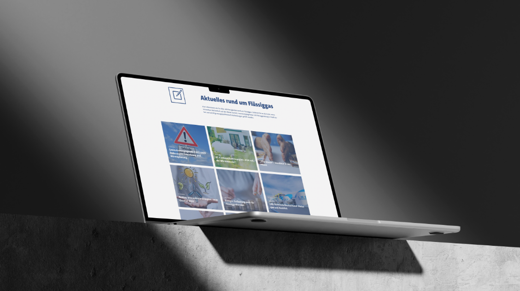 Flüssiggas.de website as a mock-up on a laptop