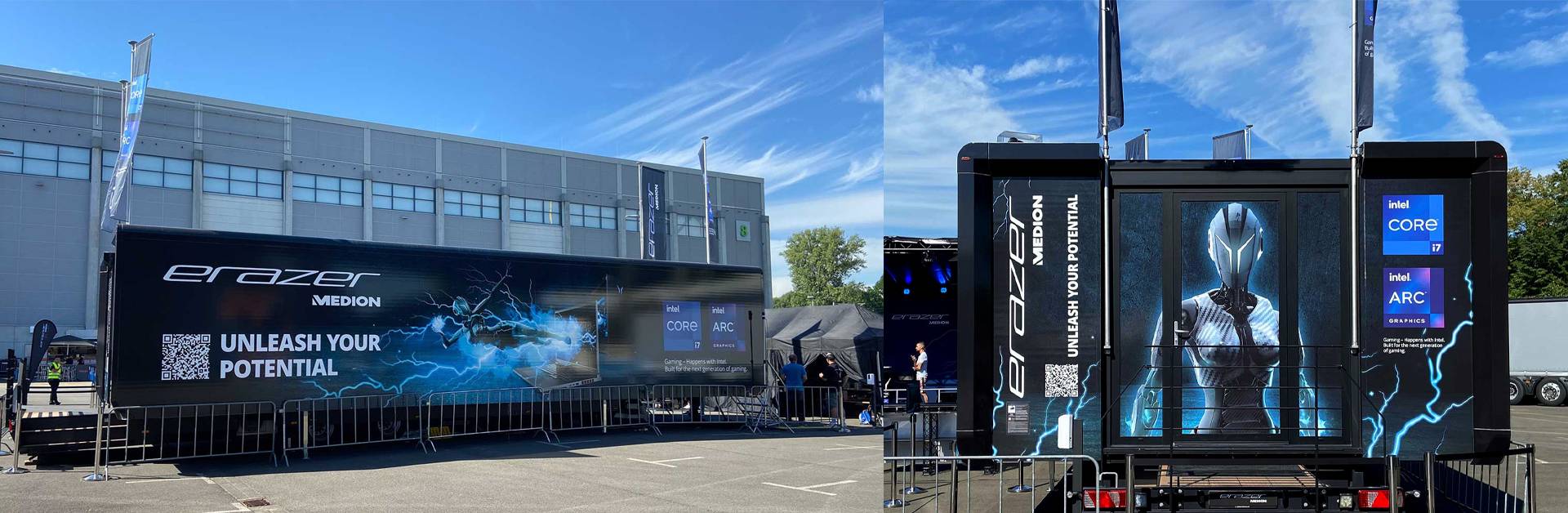 Medion ERAZER trade show truck on the outdoor grounds