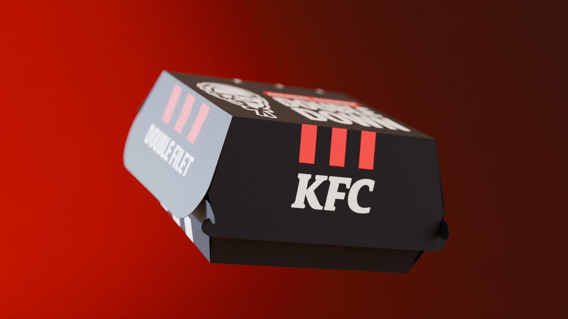 KFC burger box in black, with logo print