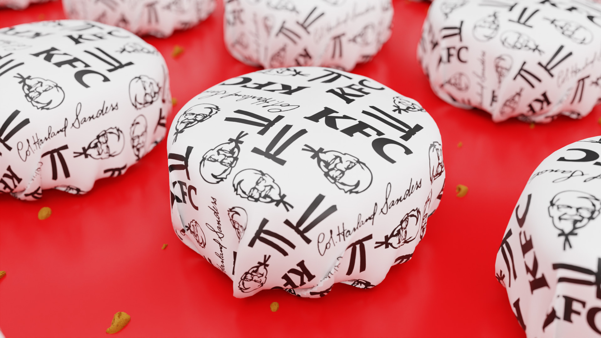 Close-up of a KFC burger in white paper packaging