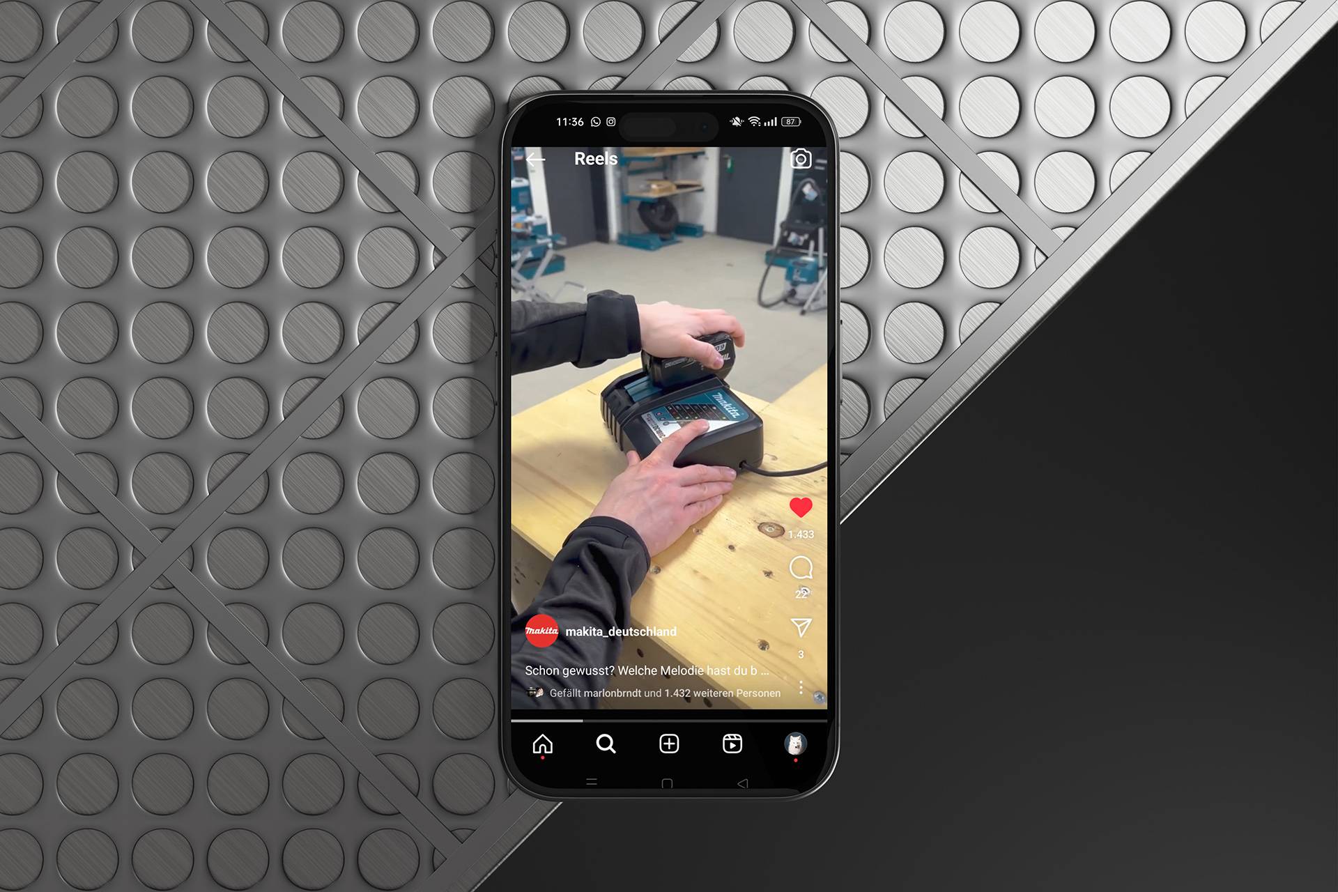 Social media reel of a MAKITA charging system